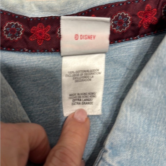 Vintage 90s Disney Denim Button Long Sleeve Shirt Mickey & Minnie Embroidery XL - Picture 5 of 8